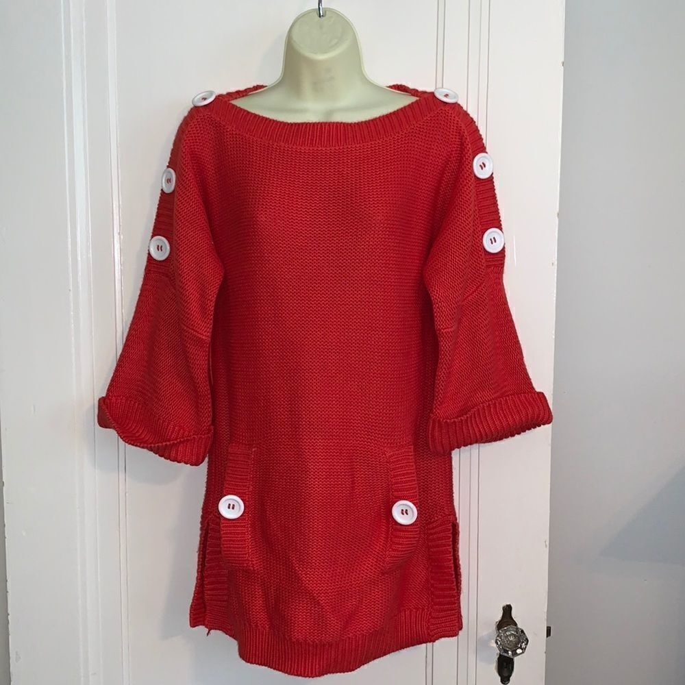 Paul & Joe Sister orange  tunic boat‎ neck  sweater